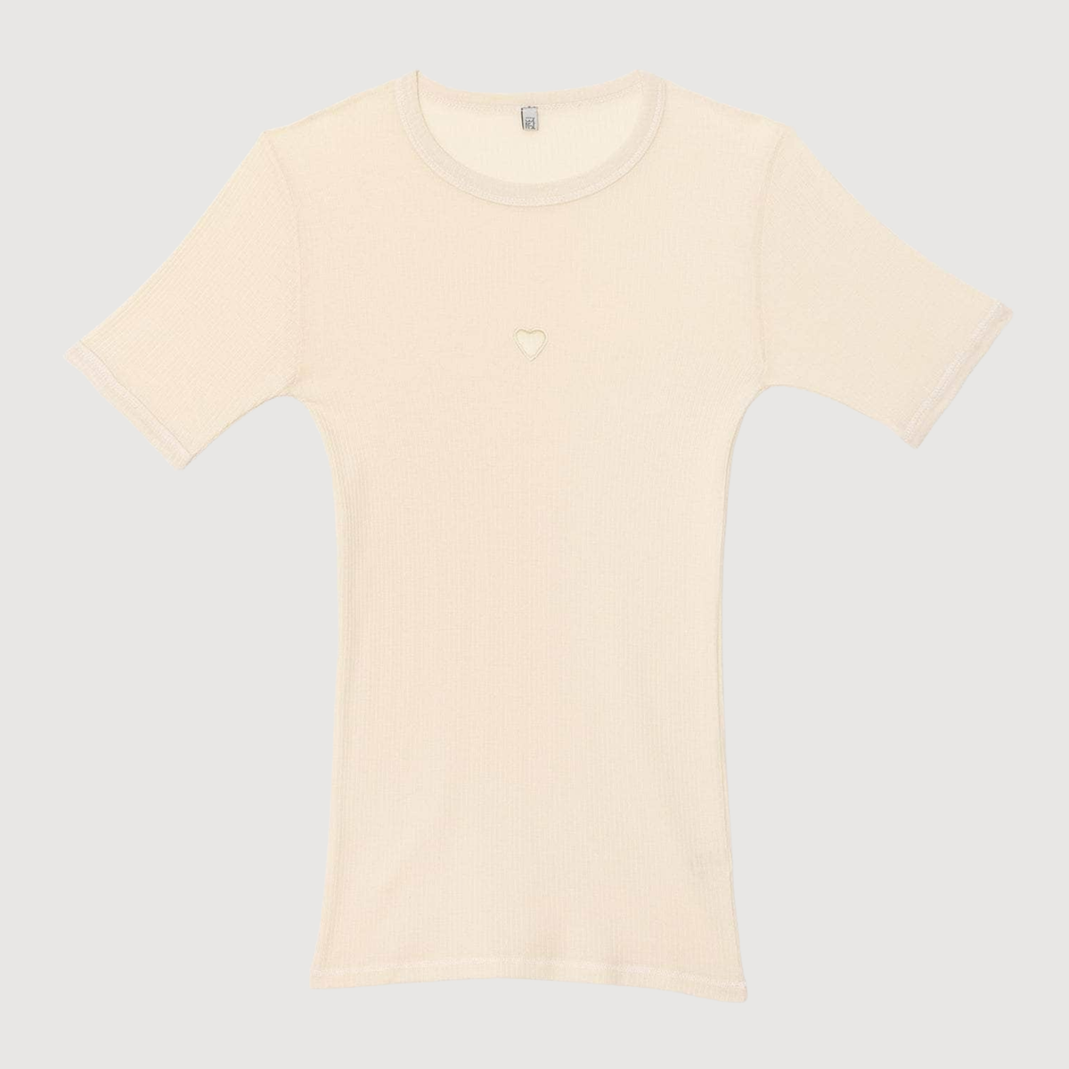 BASERANGE - Heart tee-shirt organic cotton rib Undyed