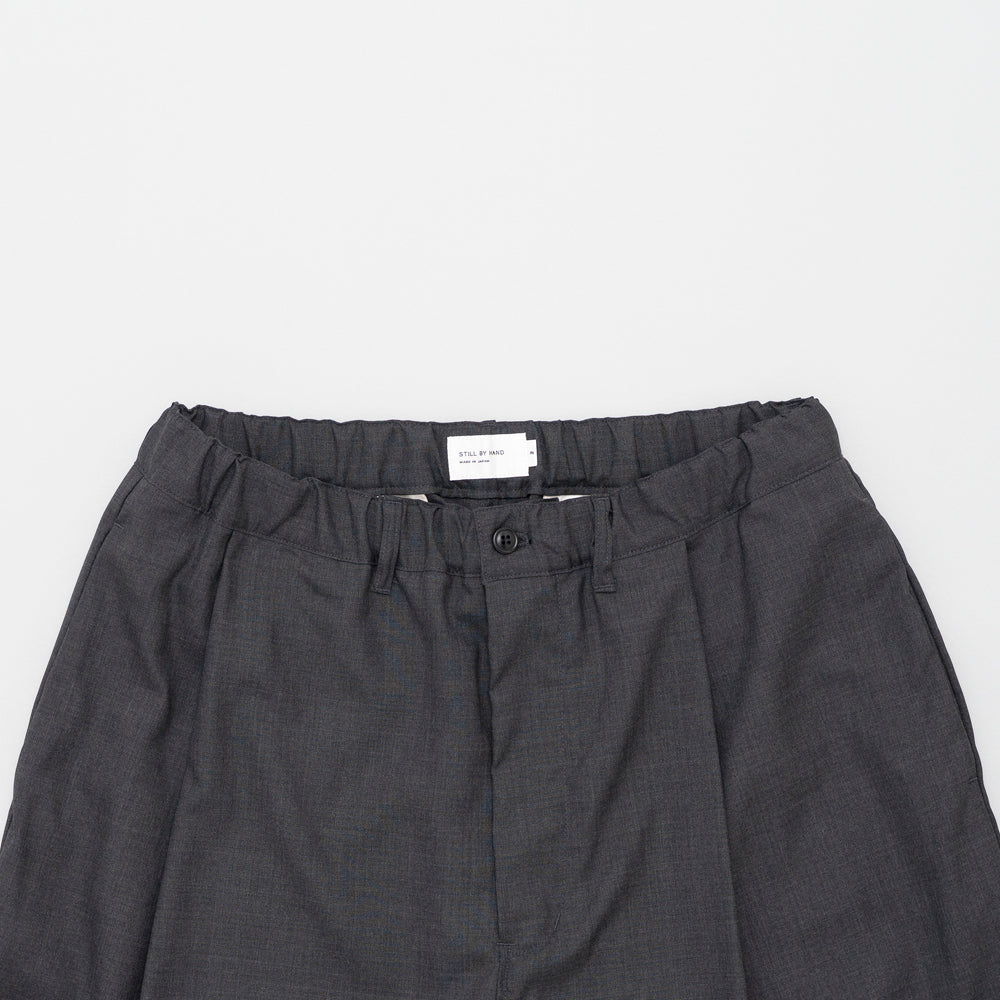 STILL BY HAND - Summer wool wide pant charcoal Pto9261os