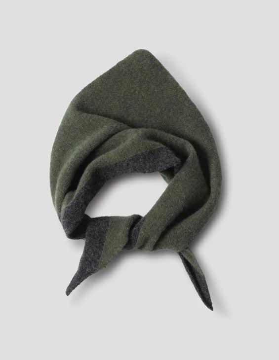 MHL. - Tipped scout scarf lambswool green charcoal
