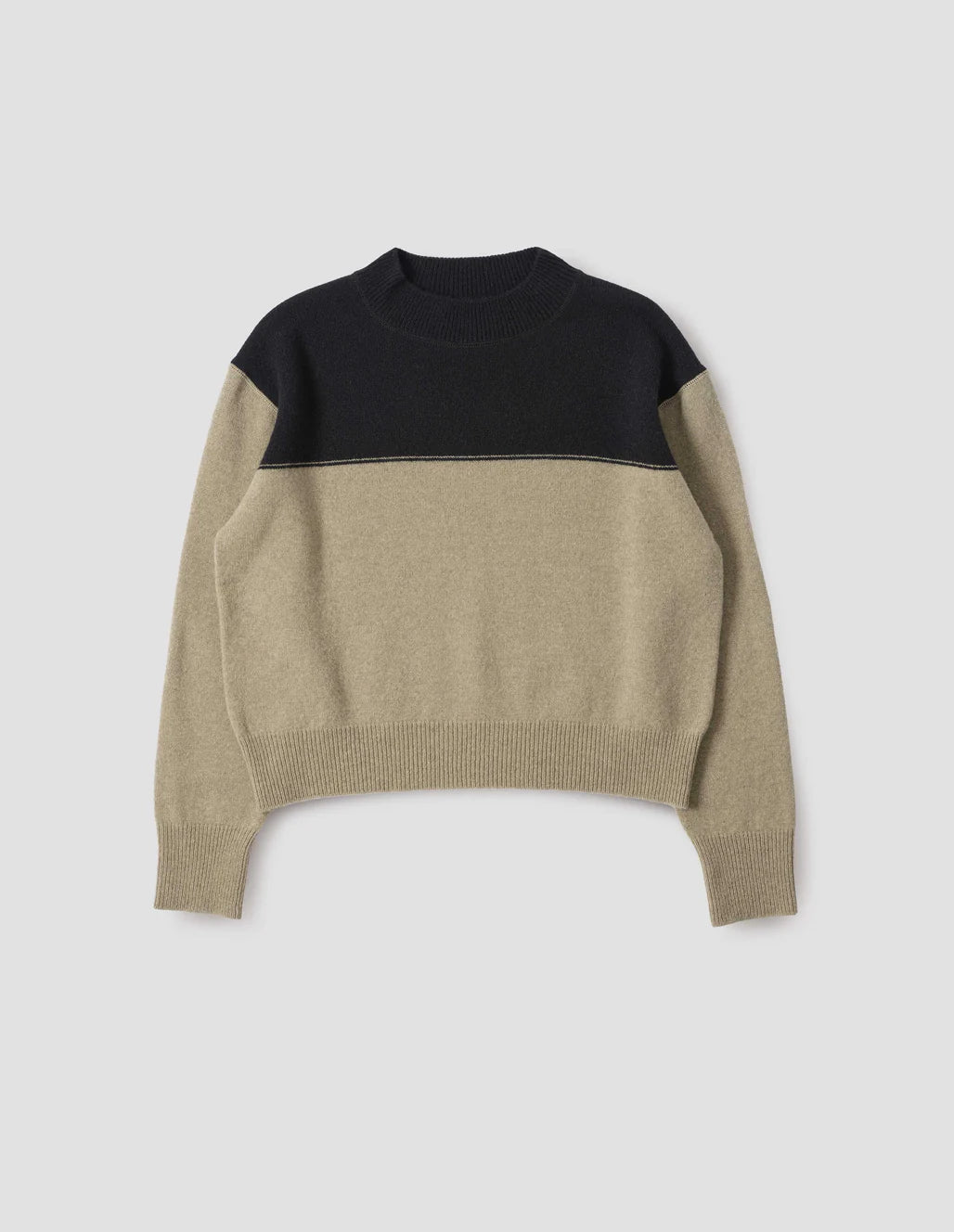 MHL. - Colour block jumper lambswool black linen