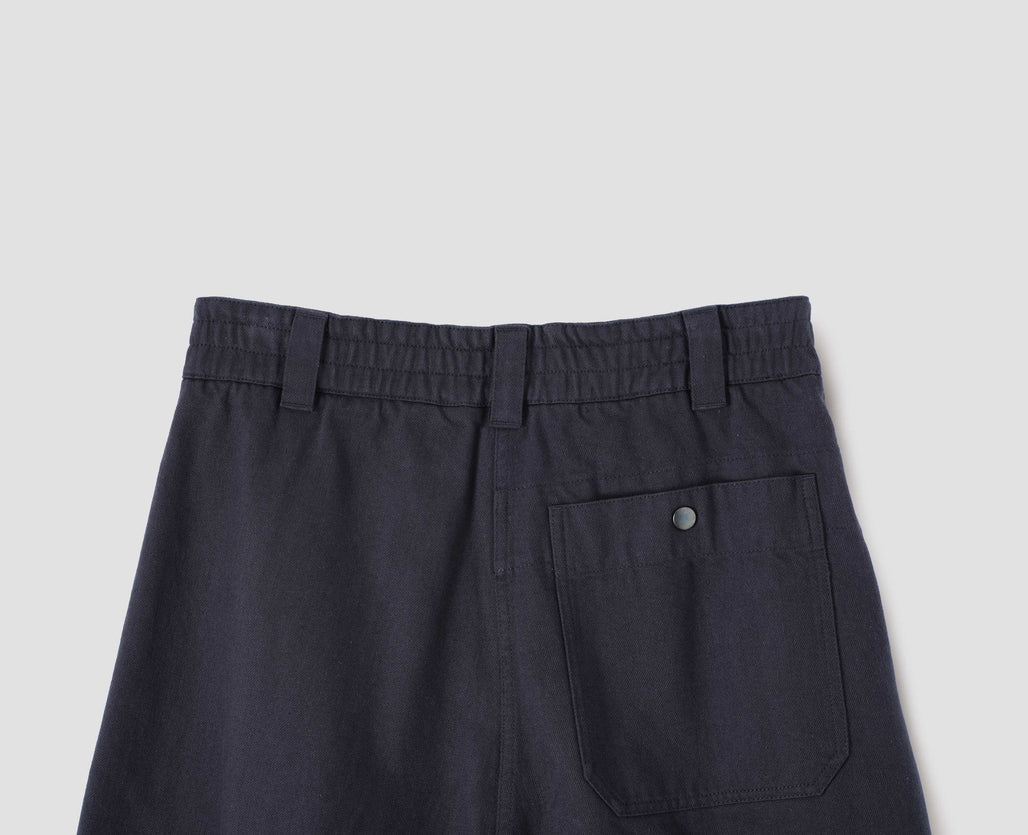 MHL. - Pleated culottes worn cotton drill ink