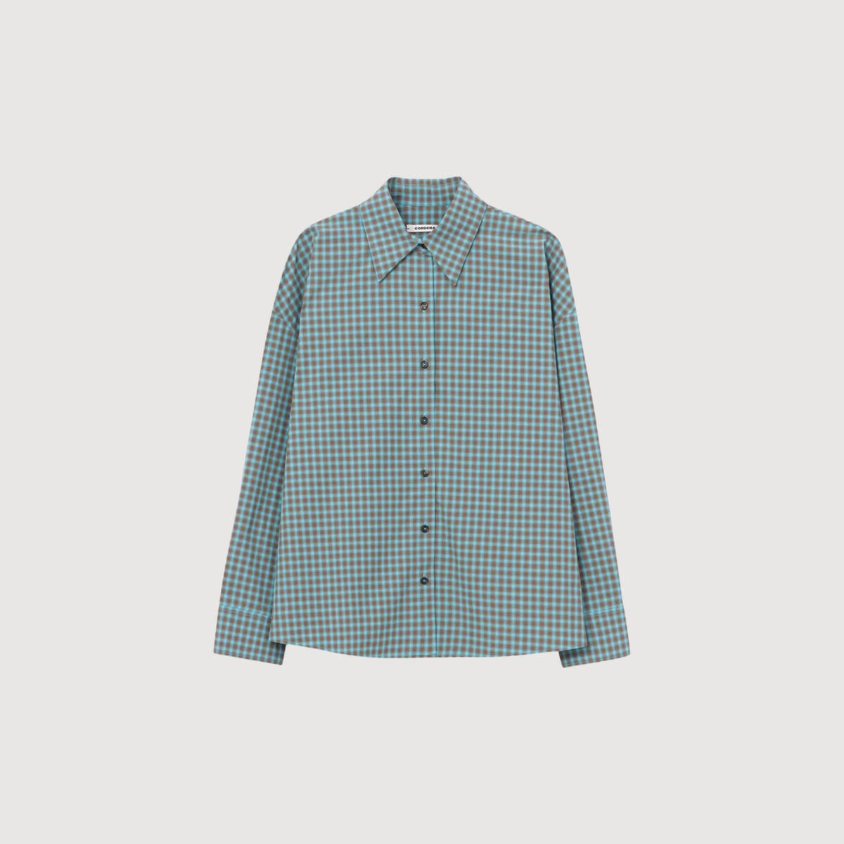 CORDERA - Checked oversized shirt turquoise