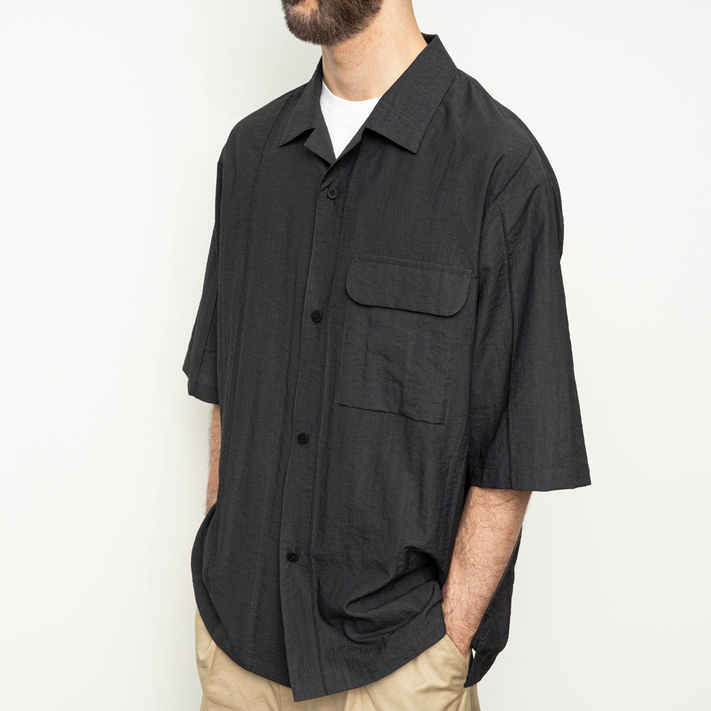 STILL BY HAND - Pin tuck half sleeve shirt charcoal Sho7261os
