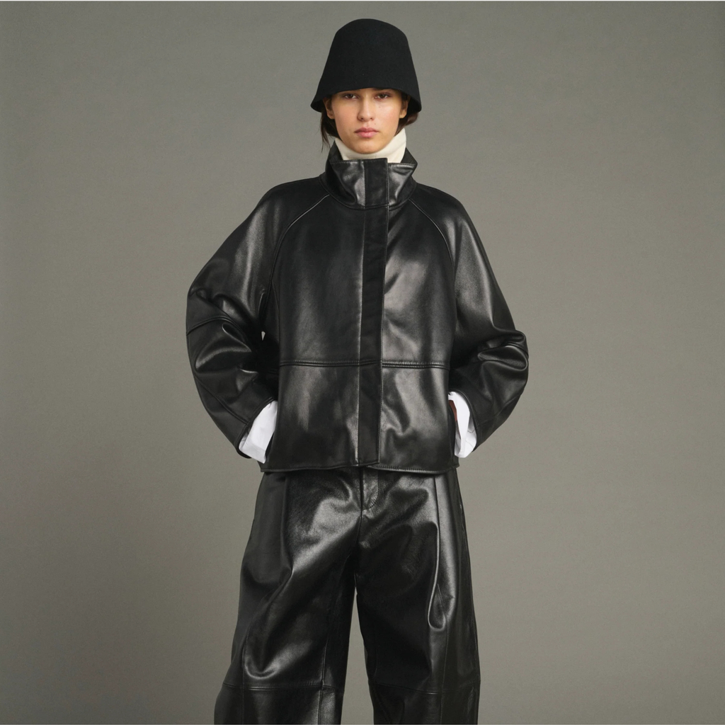 SOEUR - Gamma veste en cuir souple noir