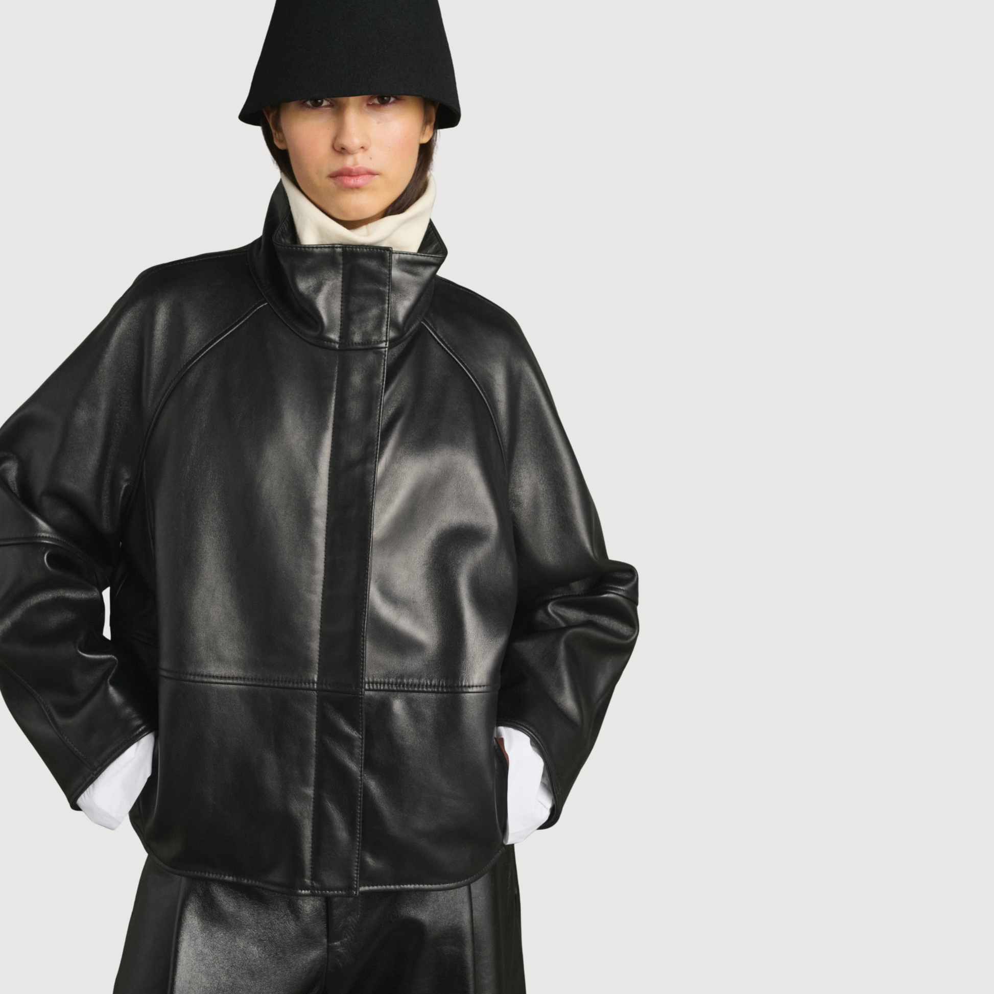 SOEUR - Gamma veste en cuir souple noir
