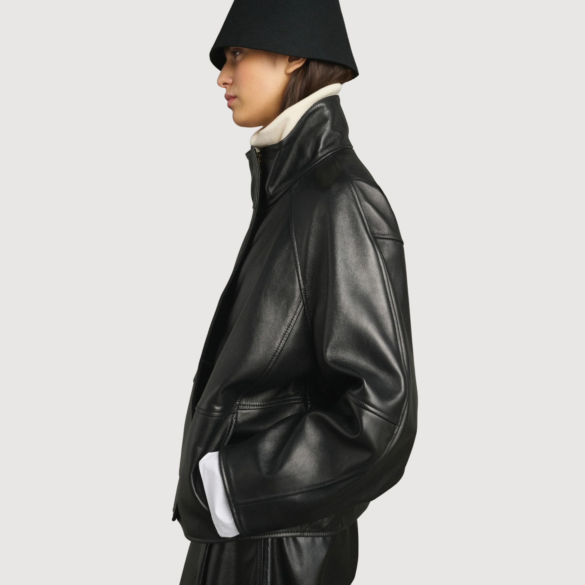SOEUR - Gamma veste en cuir souple noir