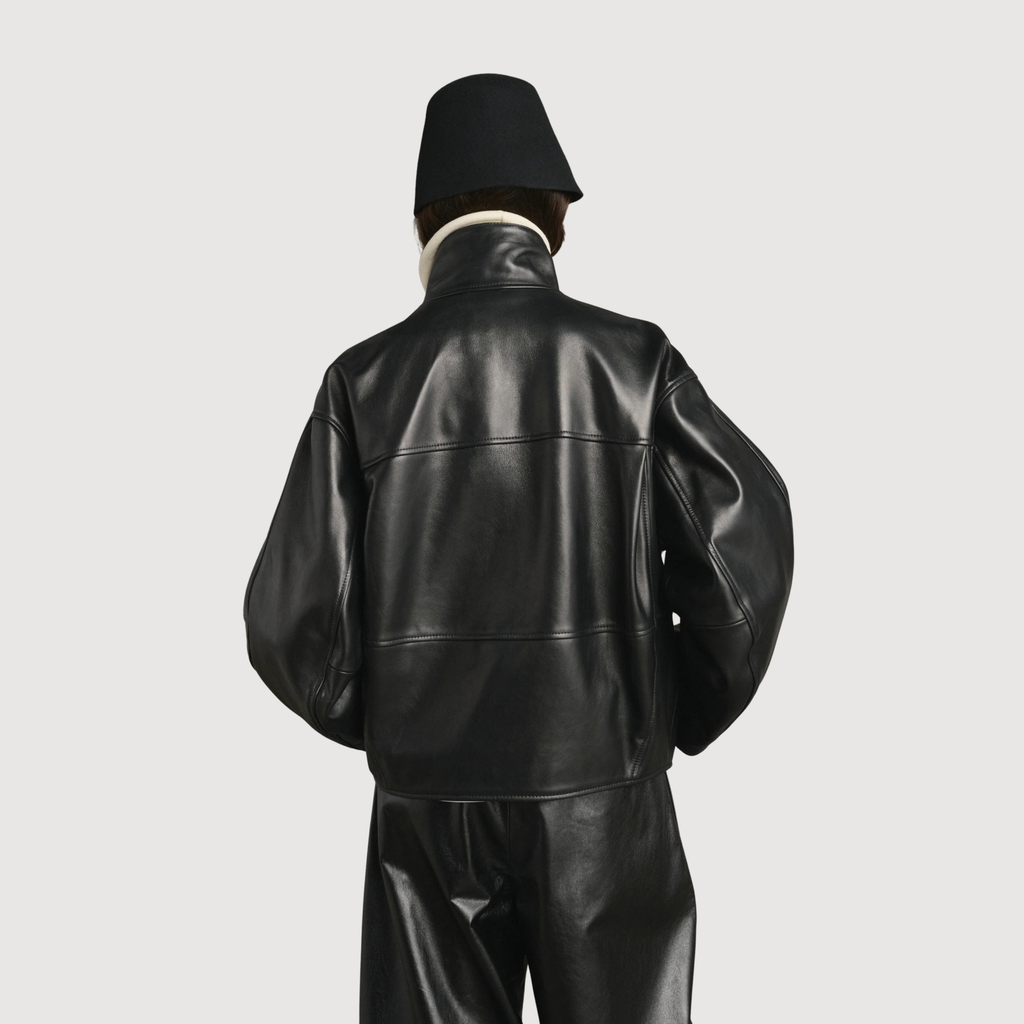 SOEUR - Gamma veste en cuir souple noir