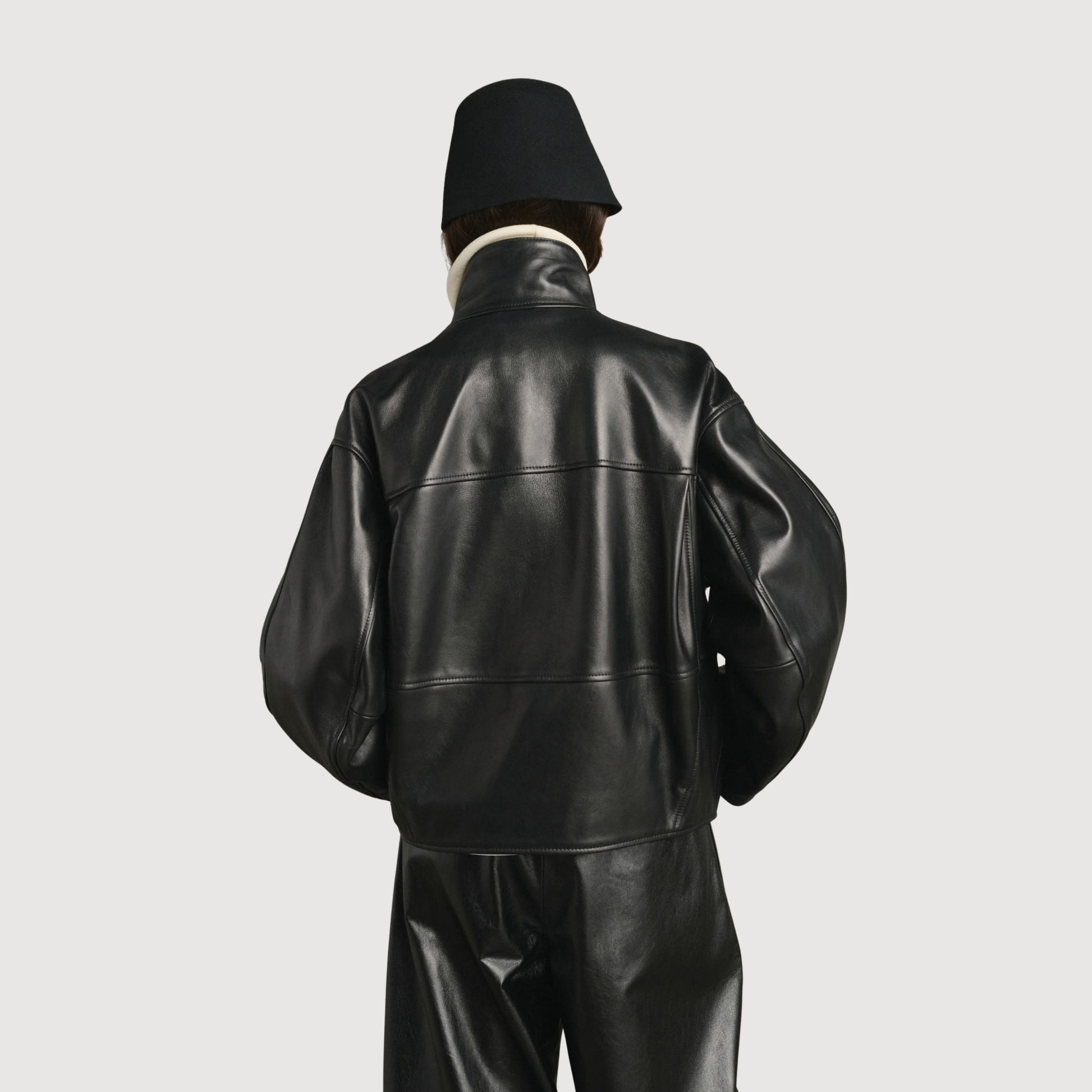 SOEUR - Gamma veste en cuir souple noir