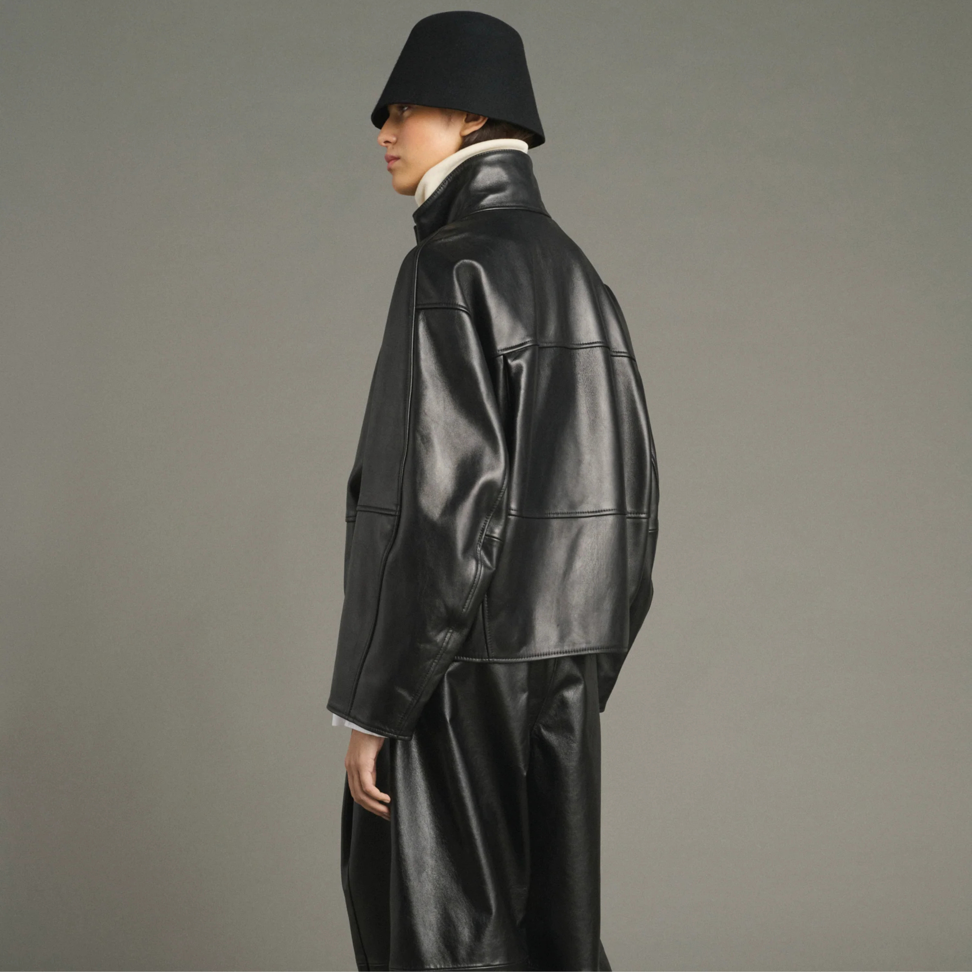 SOEUR - Gamma veste en cuir souple noir