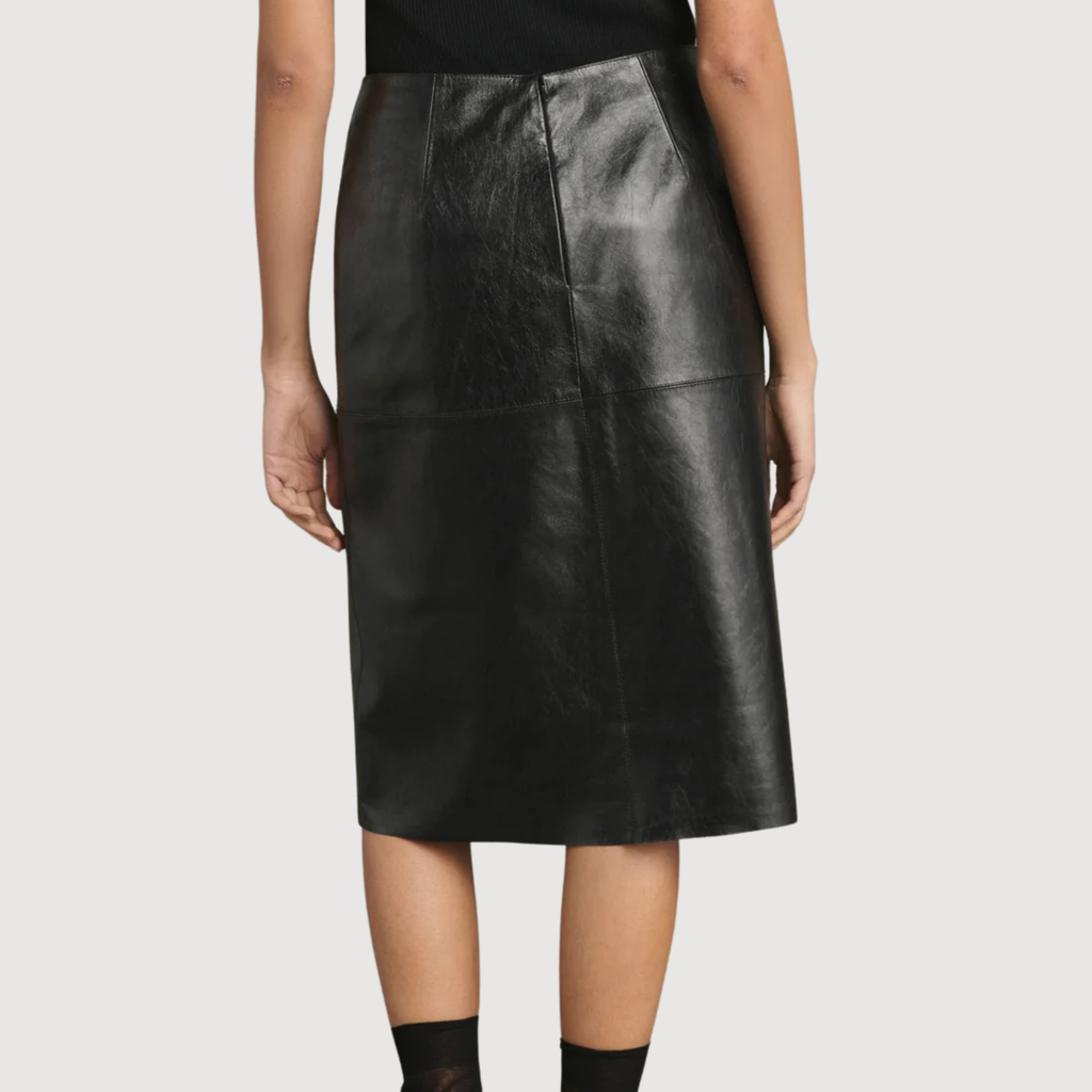 SOEUR - Gwen jupe en cuir souple noir