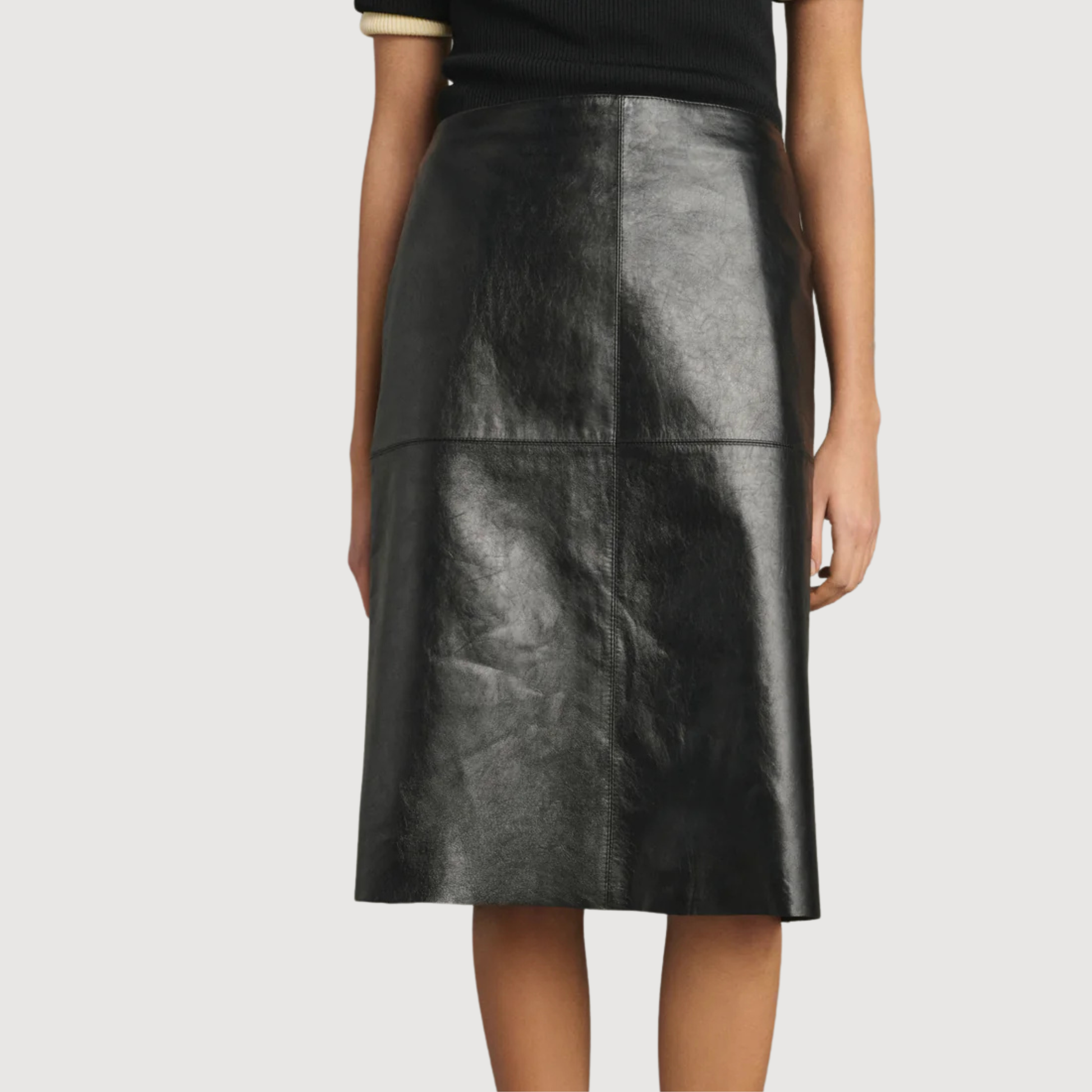 SOEUR - Gwen jupe en cuir souple noir