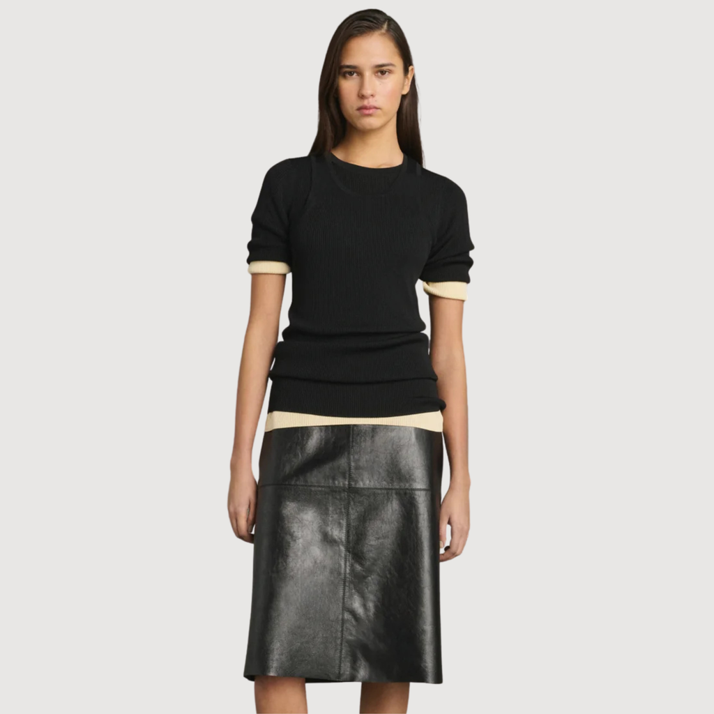 SOEUR - Gwen jupe en cuir souple noir
