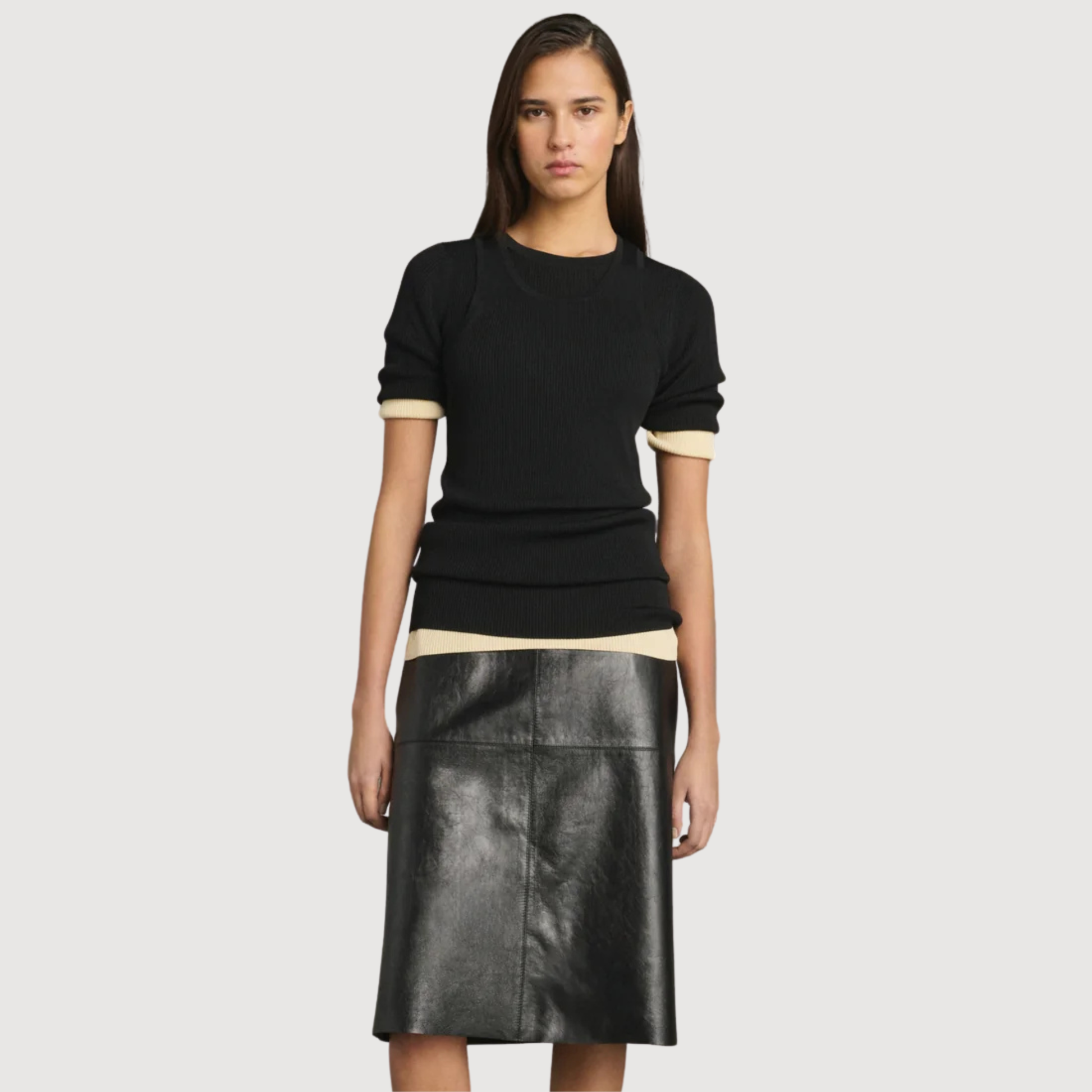 SOEUR - Gwen jupe en cuir souple noir