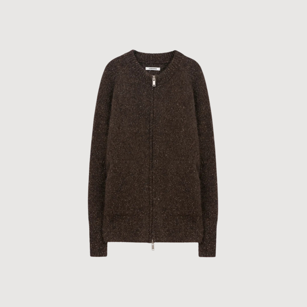 CORDERA - Speckled zip-jacket chocolate