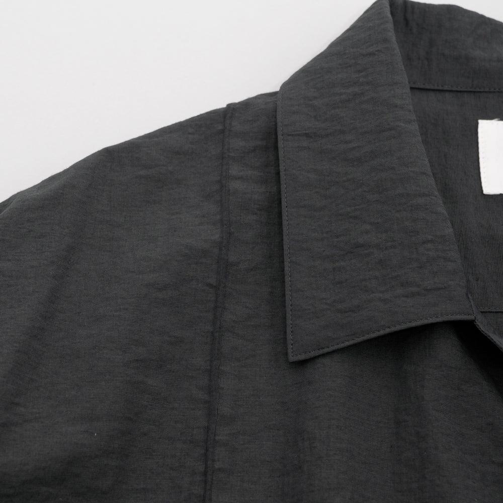 STILL BY HAND - Pin tuck half sleeve shirt charcoal Sho7261os
