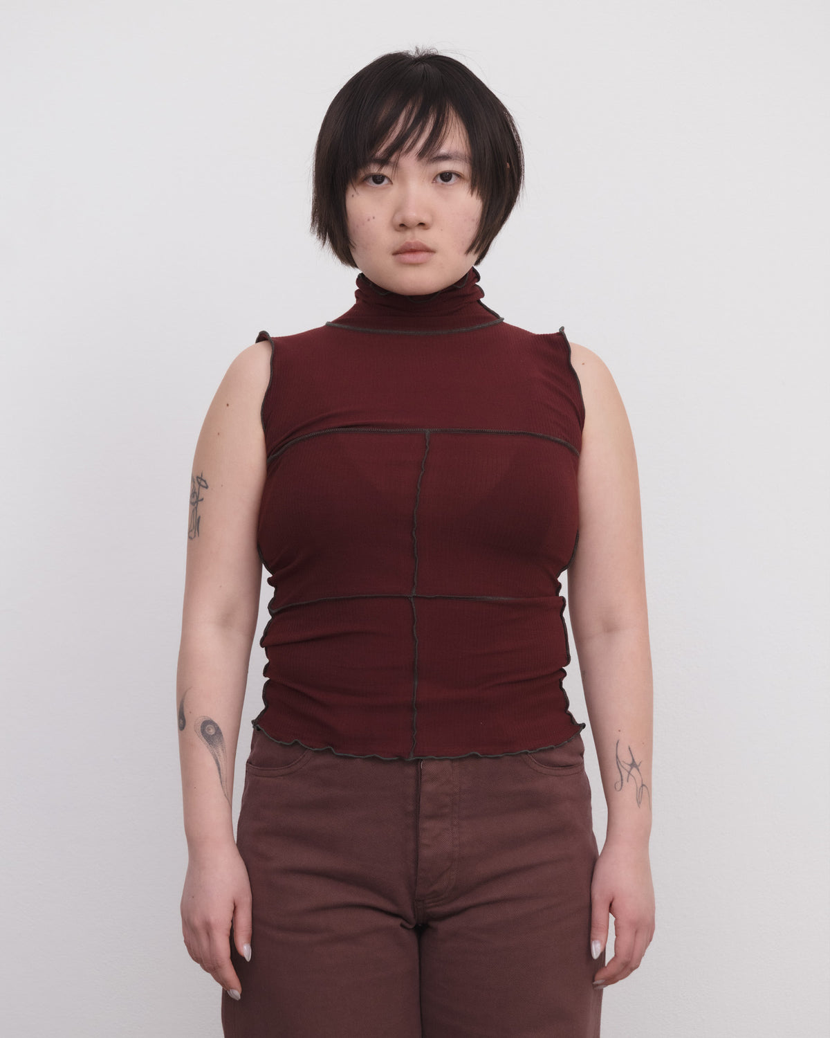 BASERANGE - Cinder turtleneck tank Nara red