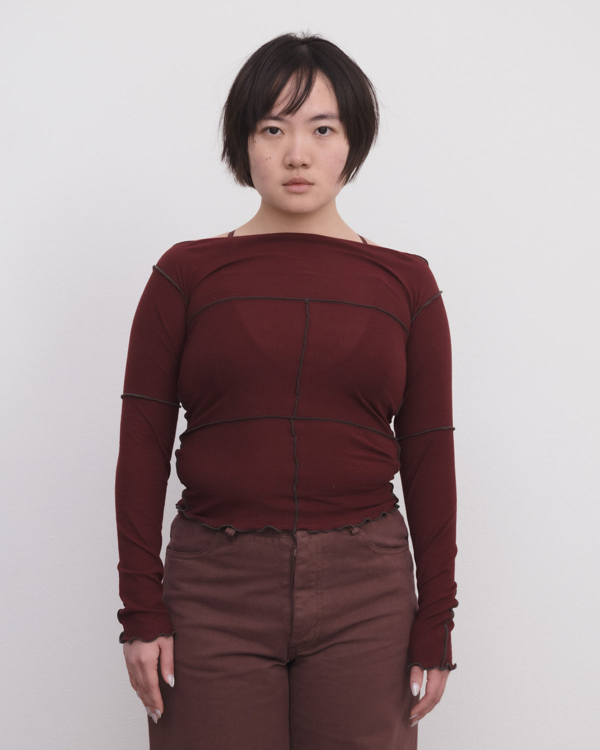 BASERANGE - Cinder longsleeve T Nara red