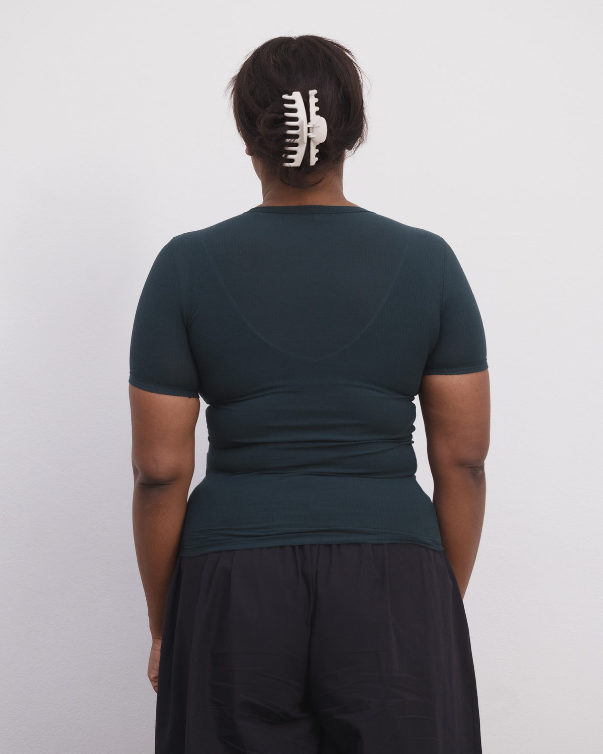 BASERANGE - Heart tee-shirt organic cotton rib Hirsu green